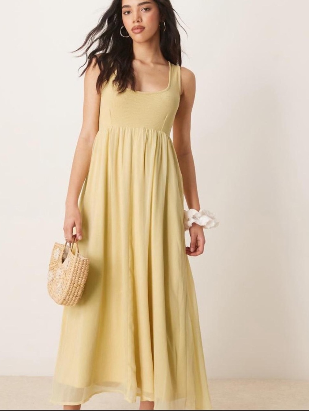 ASOS butter yellow Sleeveless Yellow Maxi Dress Sz 14 fairy